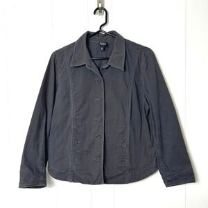 Eileen Fisher‎ Jacket Organic Cotton Button Front Women's PM Gray Quiet luxery